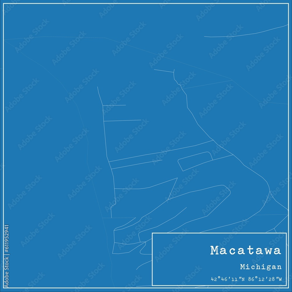Blueprint US city map of Macatawa, Michigan.