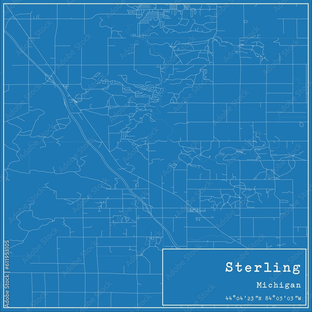 Fototapeta premium Blueprint US city map of Sterling, Michigan.