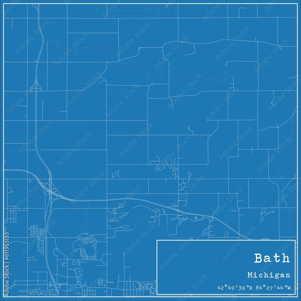 Fototapeta Blueprint US city map of Bath, Michigan.