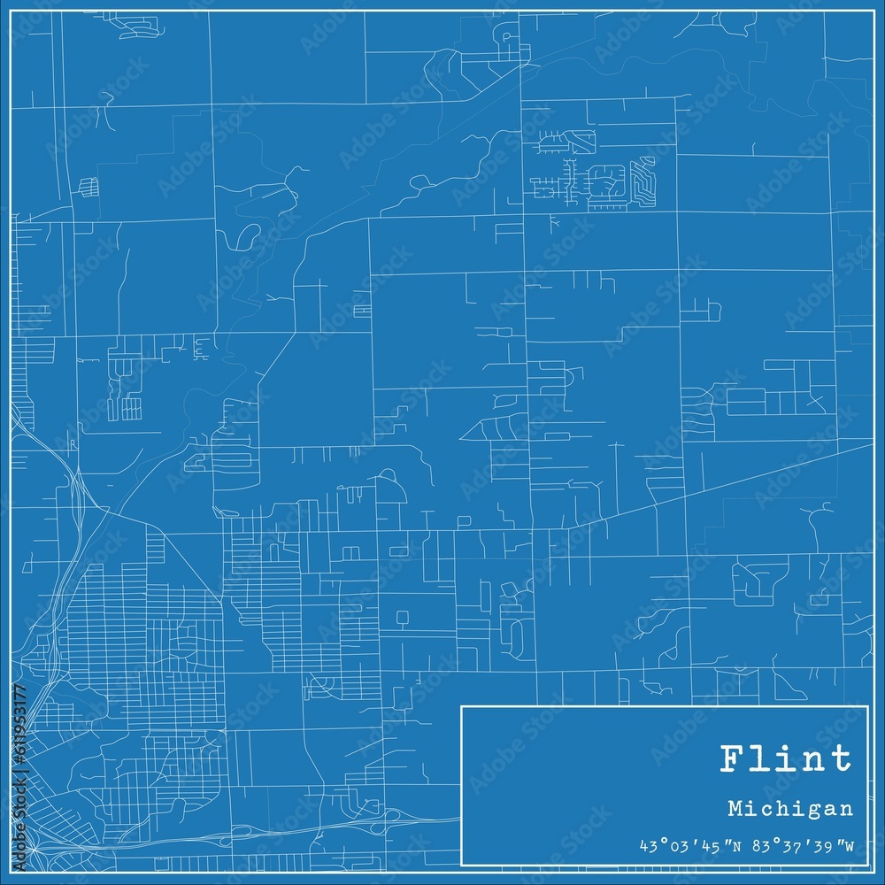 Blueprint US city map of Flint, Michigan. Blueprint US city map of Flint, Michigan.