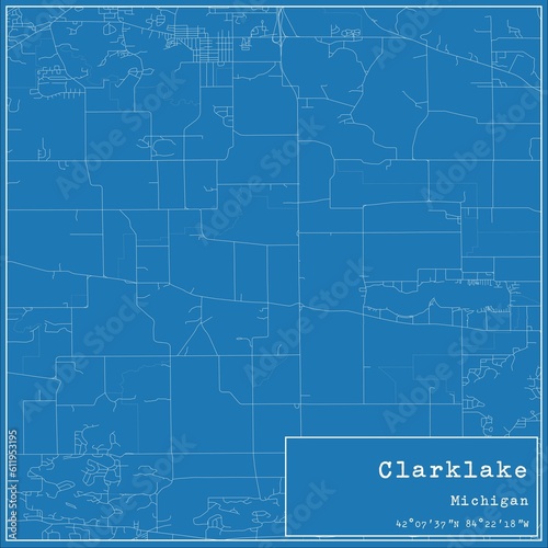 Blueprint US city map of Clarklake, Michigan.
