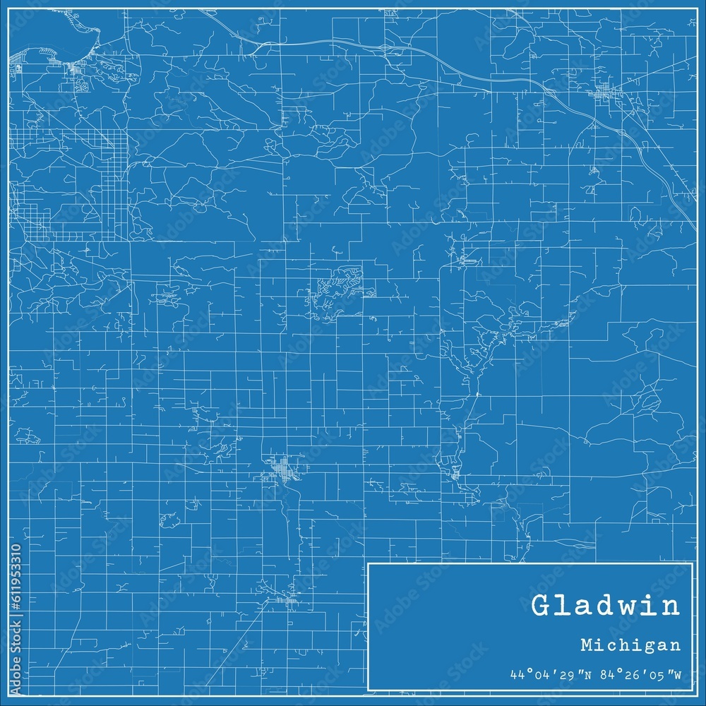 Blueprint US city map of Gladwin, Michigan. Blueprint US city map of Gladwin, Michigan.