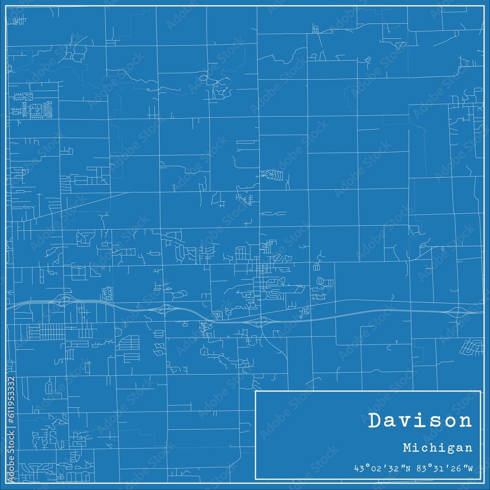 Blueprint US city map of Davison, Michigan. Blueprint US city map of Davison, Michigan.