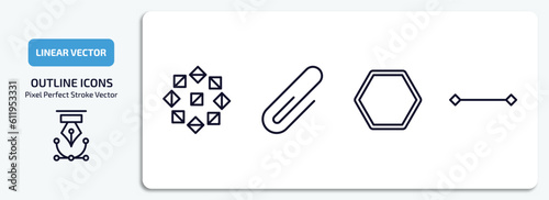 geometry outline icons set. geometry thin line icons pack included polygonal ornament, attach, octagon, line vector.