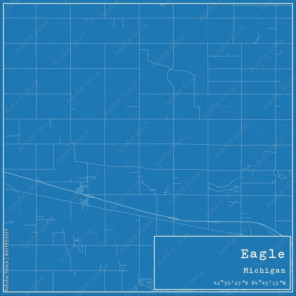 Fototapeta premium Blueprint US city map of Eagle, Michigan.