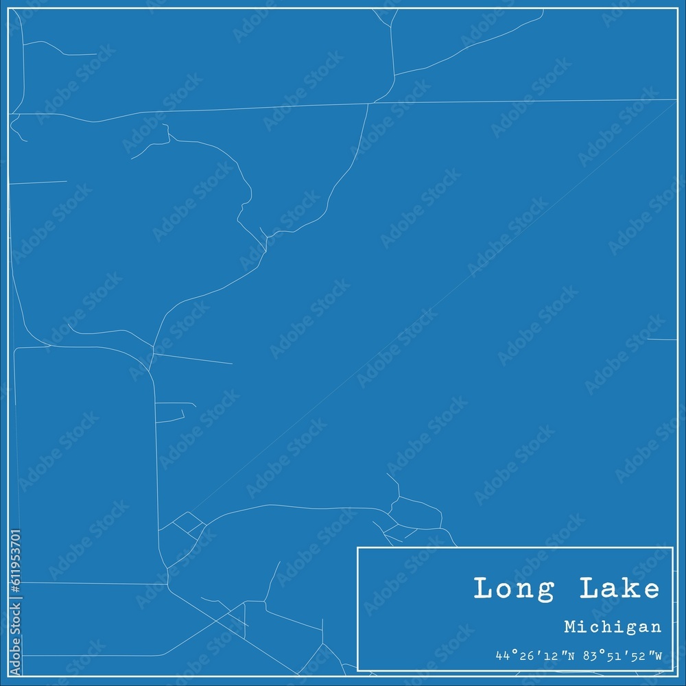 Blueprint US city map of Long Lake, Michigan.