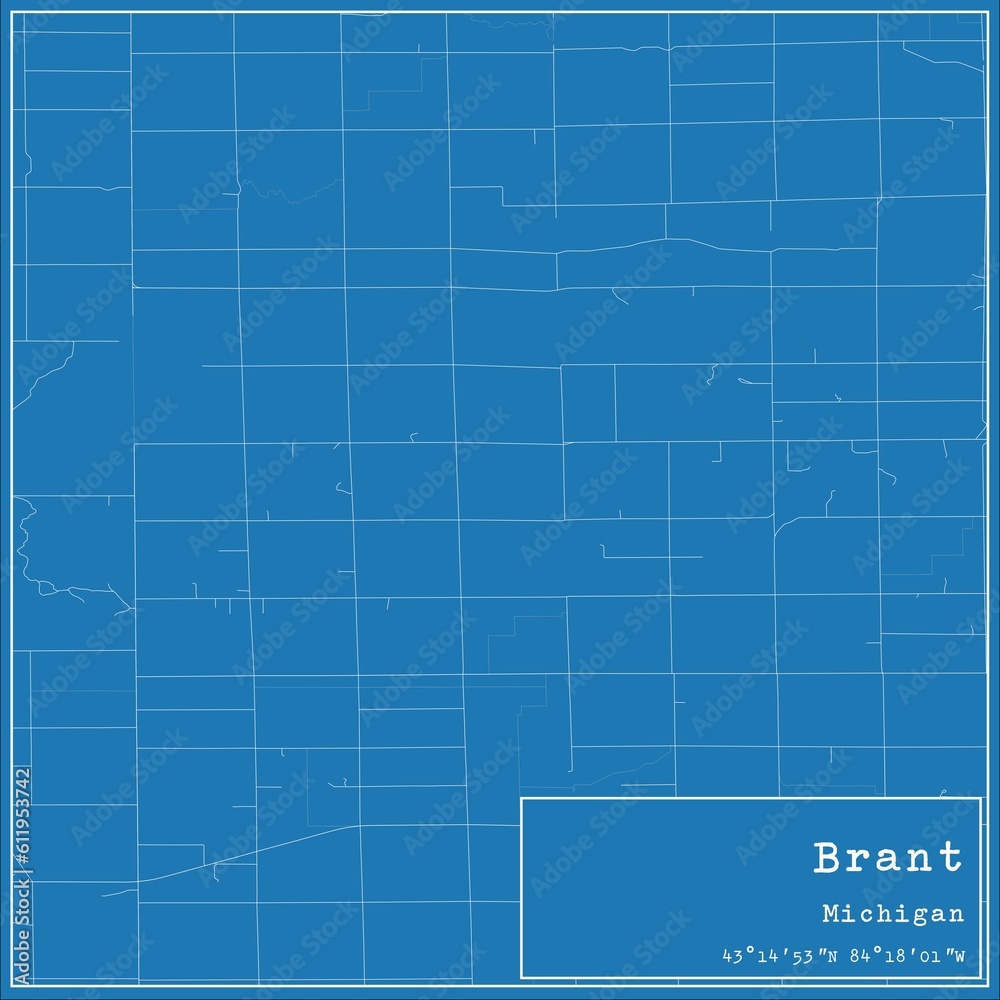 Blueprint US city map of Brant, Michigan.