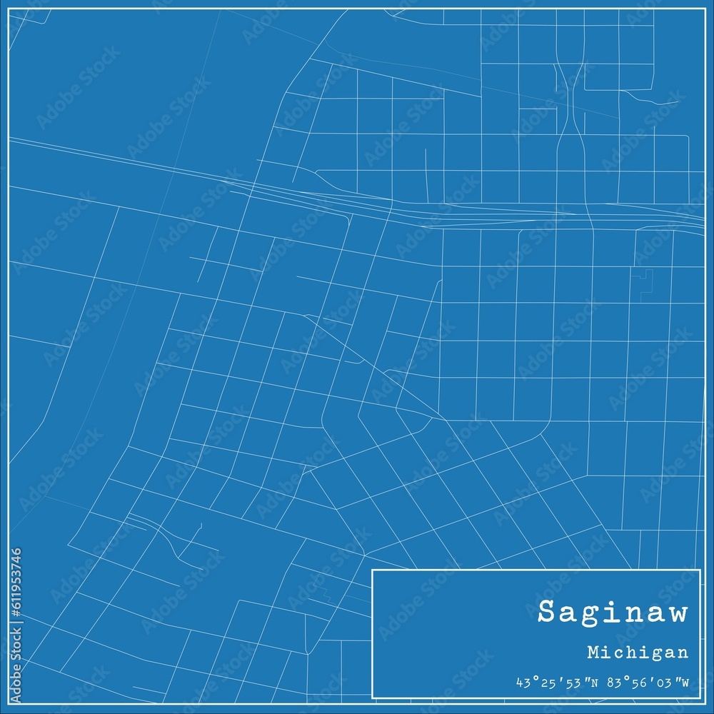 Obraz premium Blueprint US city map of Saginaw, Michigan.