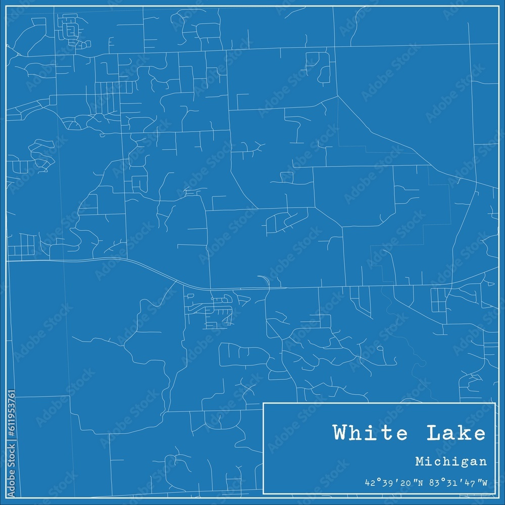 Blueprint US city map of White Lake, Michigan.