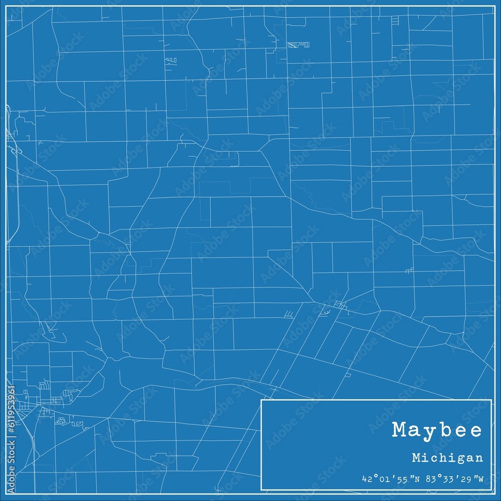 Blueprint US city map of Maybee, Michigan. Blueprint US city map of Maybee, Michigan.