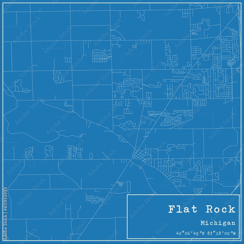 Blueprint US city map of Flat Rock, Michigan. Blueprint US city map of Flat Rock, Michigan.