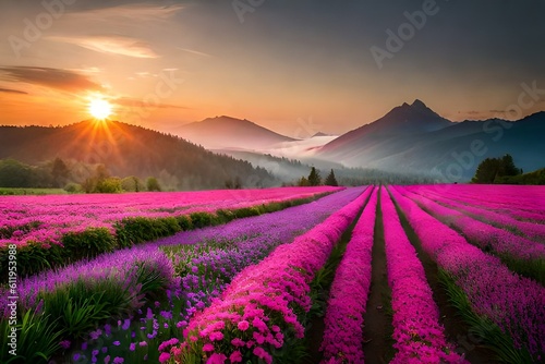 lavender field in the morning