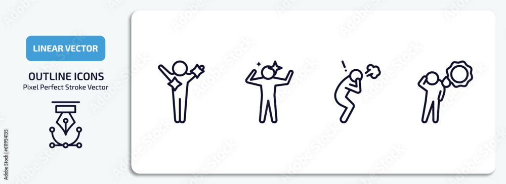 feelings outline icons set. feelings thin line icons pack included fresh human, amazing human, pissed off human, hot vector. feelings outline icons set. feelings thin line icons pack included fresh human, amazing human, pissed off human, hot vector.
