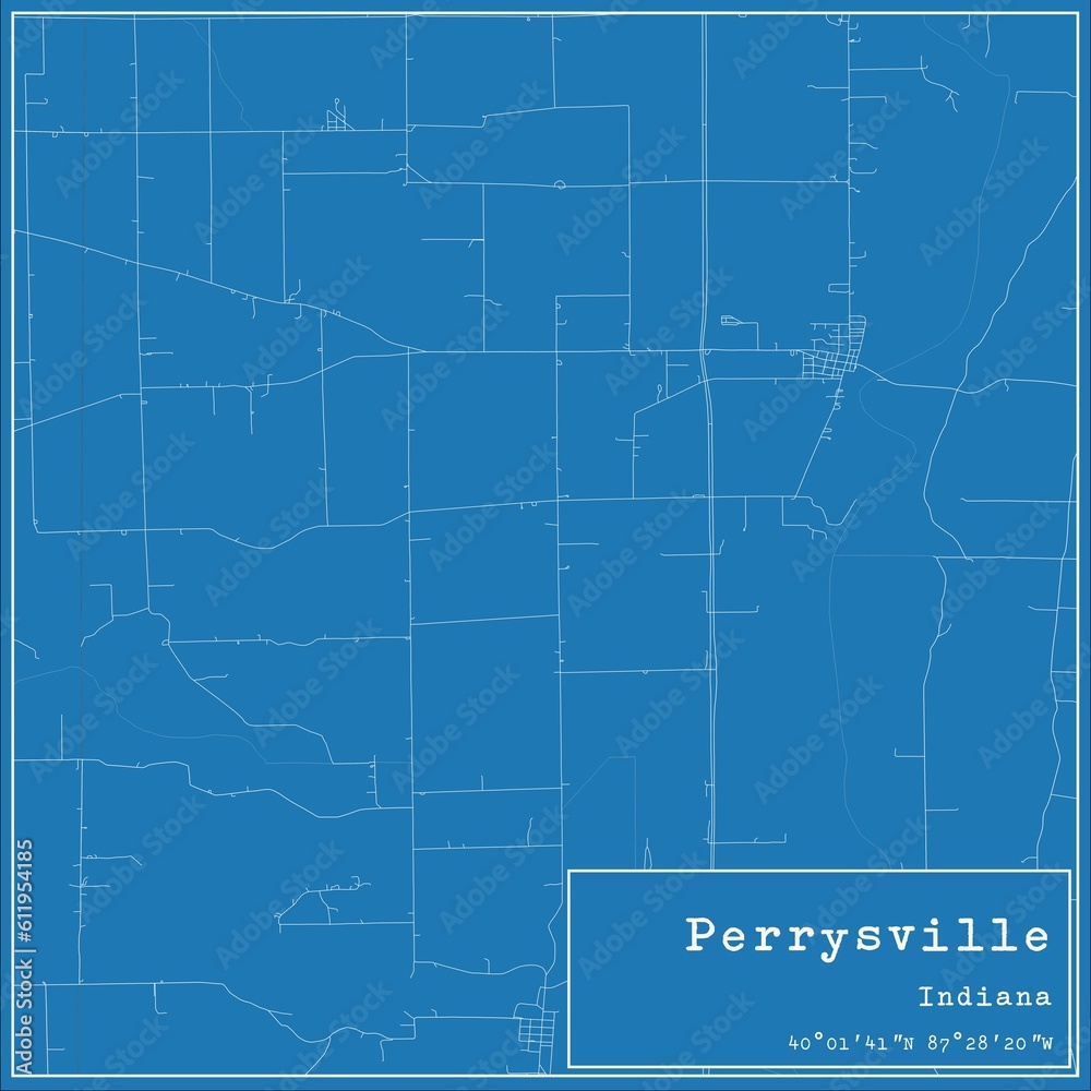 Obraz premium Blueprint US city map of Perrysville, Indiana.
