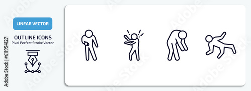 feelings outline icons set. feelings thin line icons pack included impatient human, rough human, drained human, ecstatic vector.