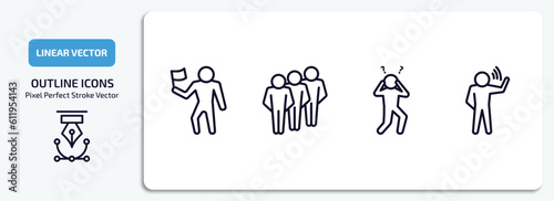 feelings outline icons set. feelings thin line icons pack included accomplished human, content human, shocked human, blah vector.
