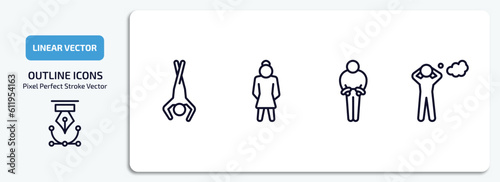 feelings outline icons set. feelings thin line icons pack included bored human, beautiful human, guilty human, stressed vector.
