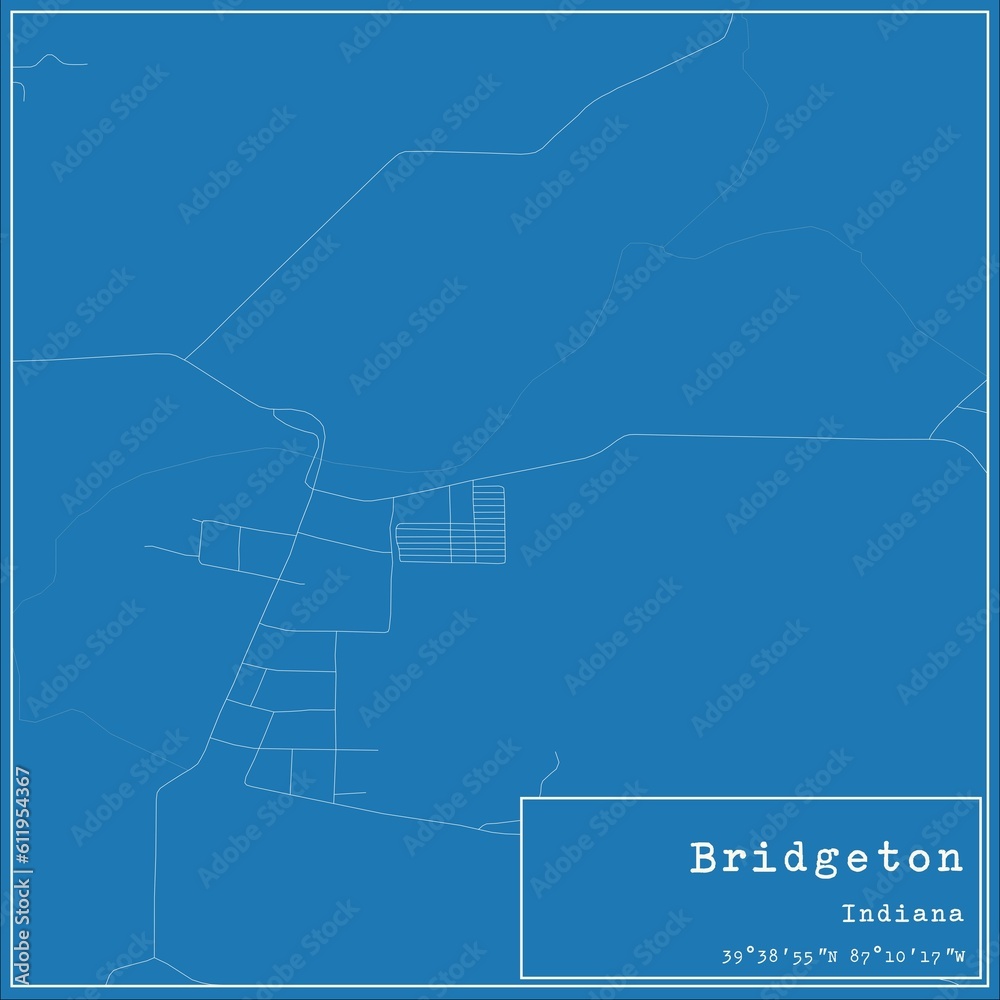 Blueprint US city map of Bridgeton, Indiana. Blueprint US city map of Bridgeton, Indiana.