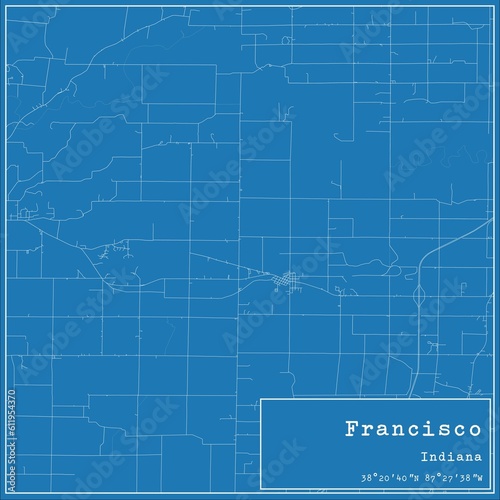 Blueprint US city map of Francisco, Indiana.