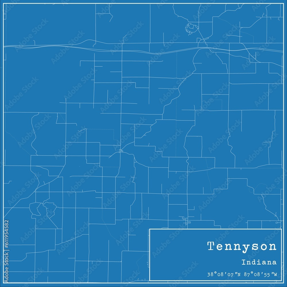 Blueprint US city map of Tennyson, Indiana. Blueprint US city map of Tennyson, Indiana.