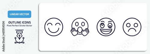 emoji outline icons set. emoji thin line icons pack included grinning emoji, yelling weird sad vector.