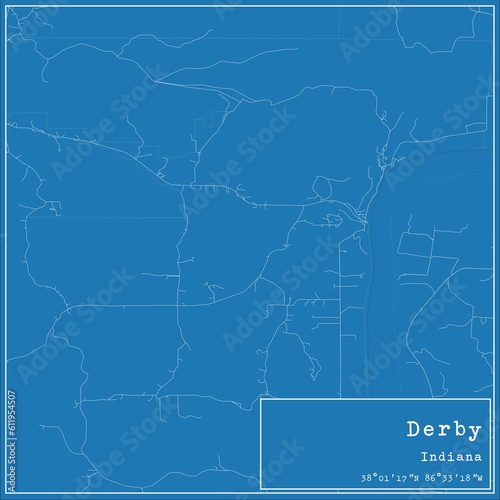 Blueprint US city map of Derby, Indiana.