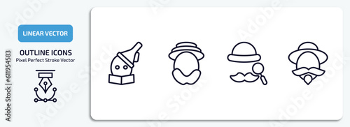 education outline icons set. education thin line icons pack included wizard of oz, robinson crusoe, sherlock holmes, don quixote vector.