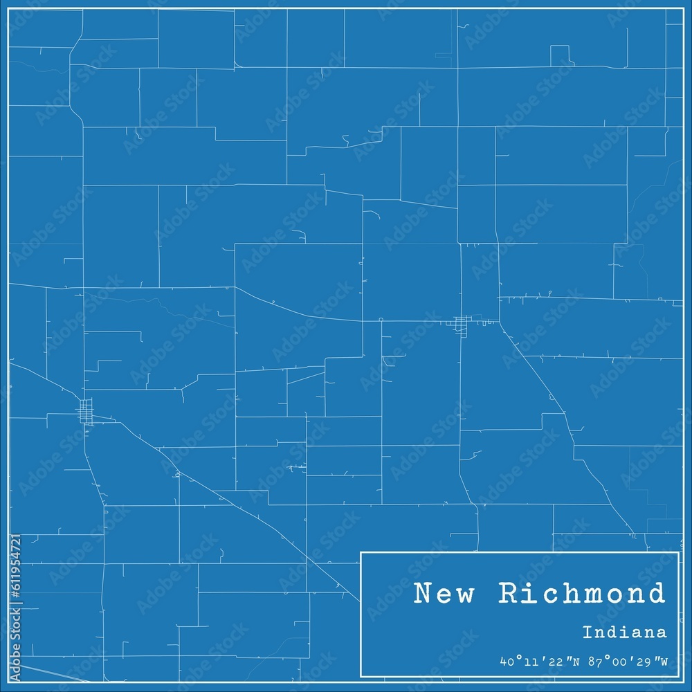 Blueprint US city map of New Richmond, Indiana.