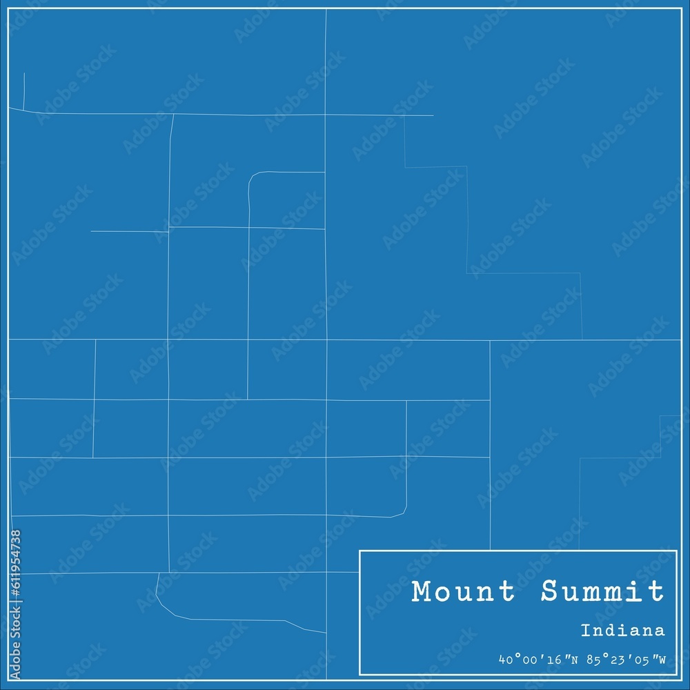 Blueprint US city map of Mount Summit, Indiana.