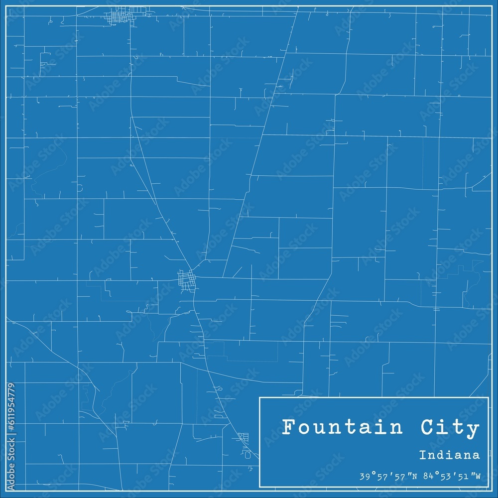 Blueprint US city map of Fountain City, Indiana. Blueprint US city map of Fountain City, Indiana.