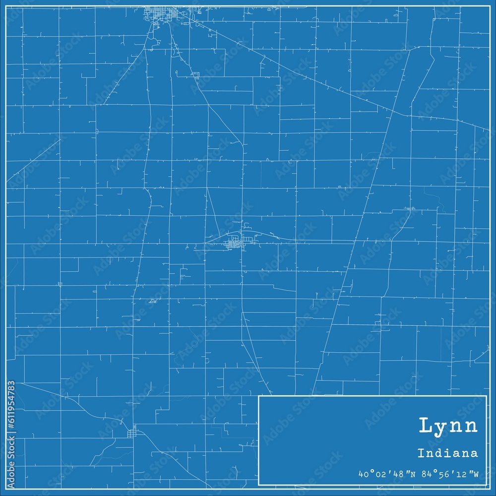 Blueprint US city map of Lynn, Indiana.
