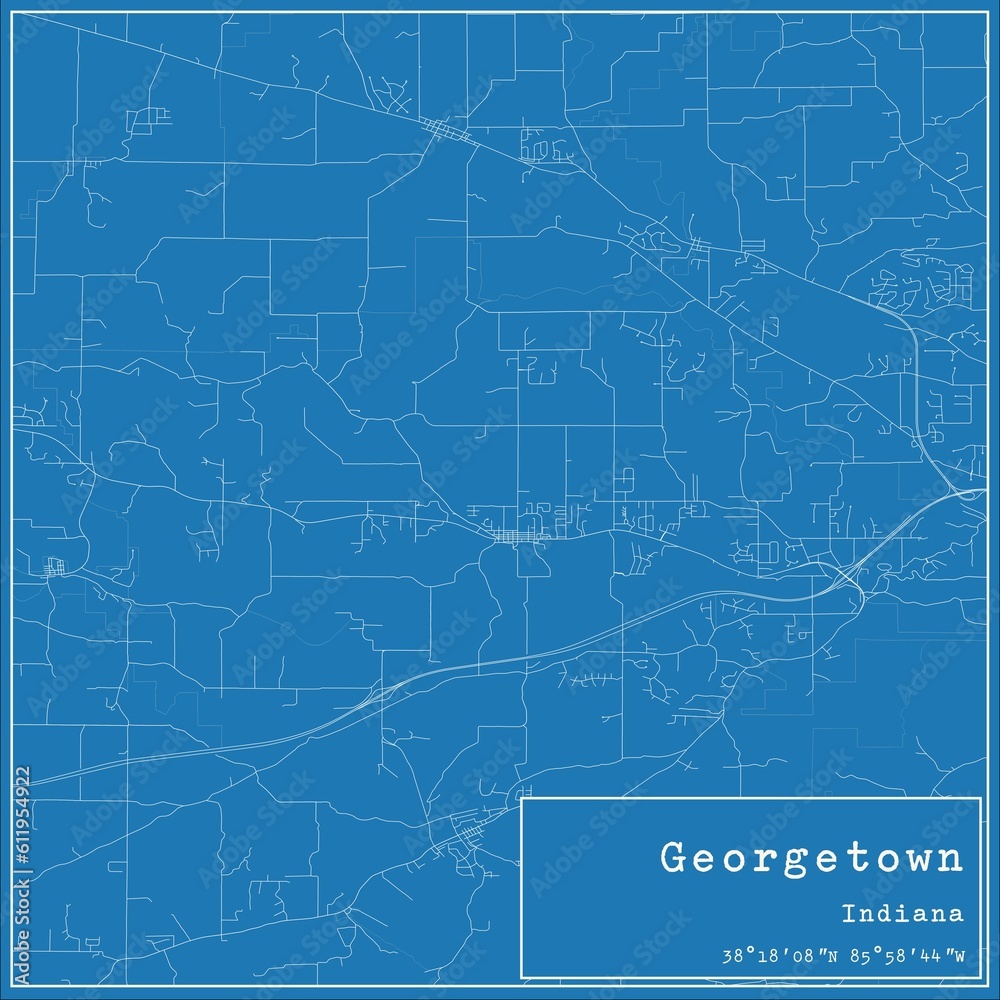 Obraz premium Blueprint US city map of Georgetown, Indiana.