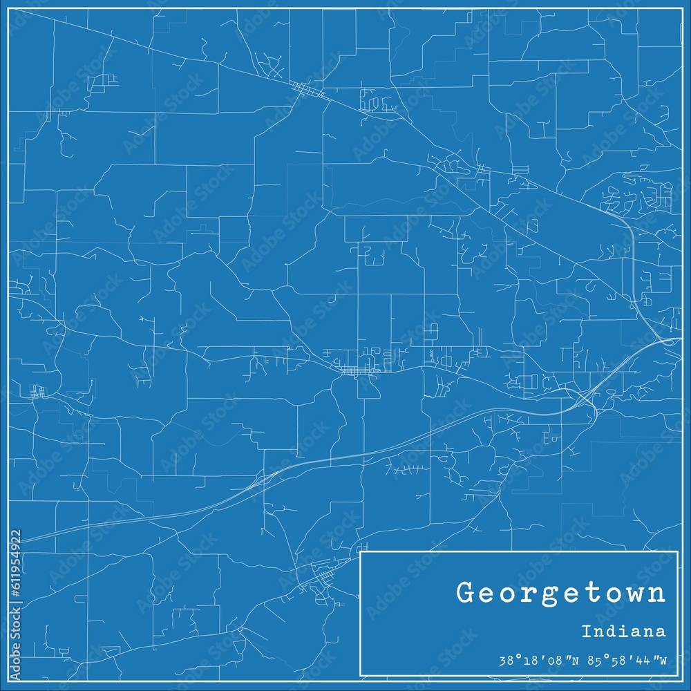 Blueprint US city map of Georgetown, Indiana.