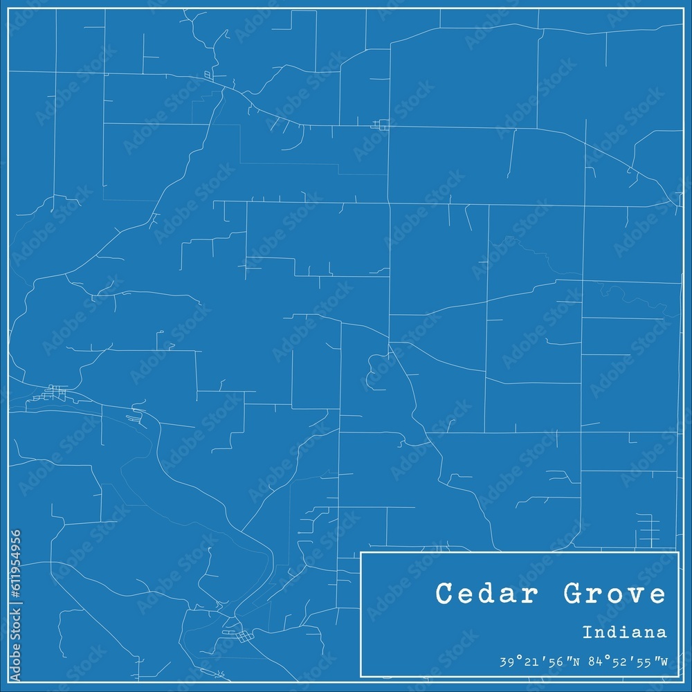 Blueprint US city map of Cedar Grove, Indiana.