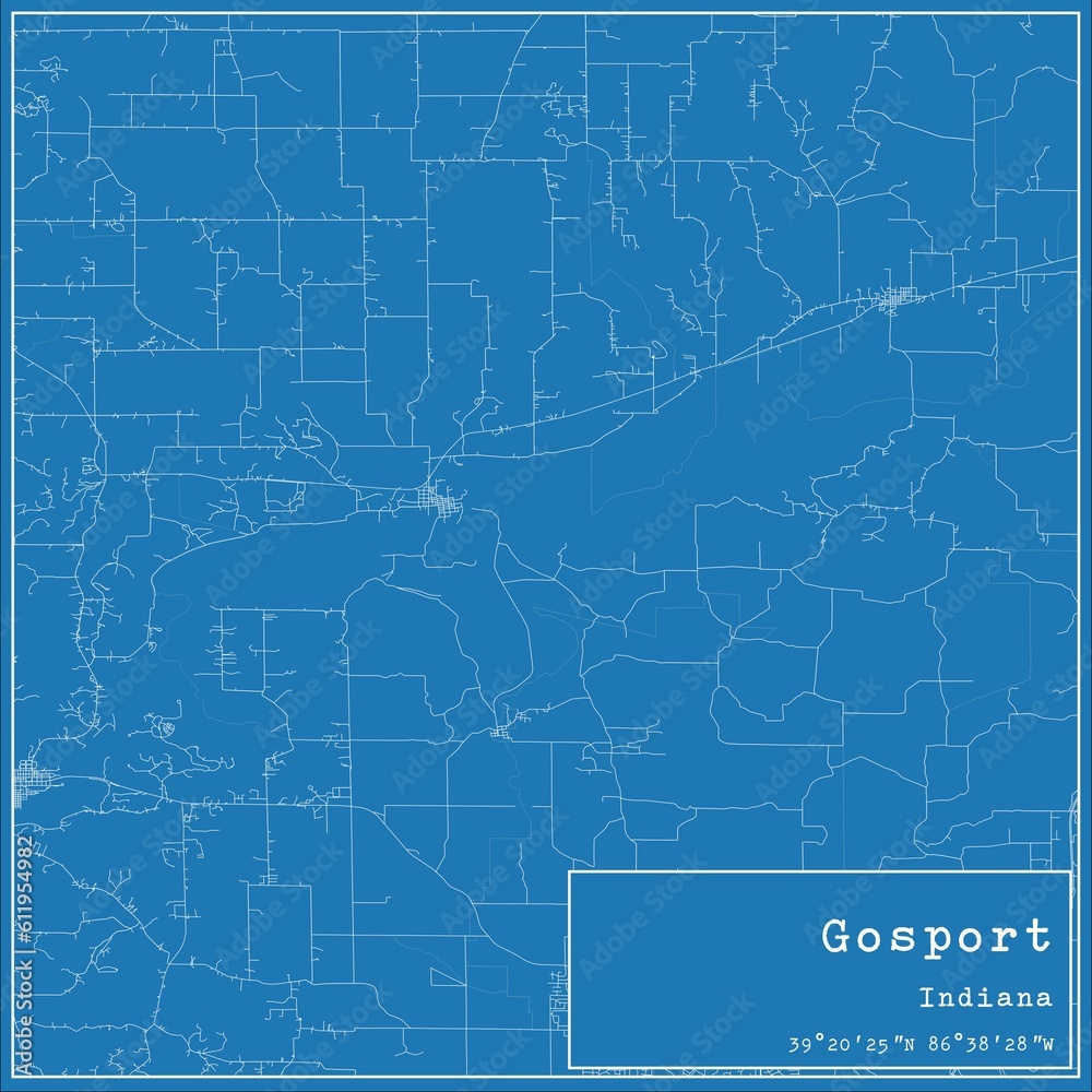 Blueprint US city map of Gosport, Indiana.