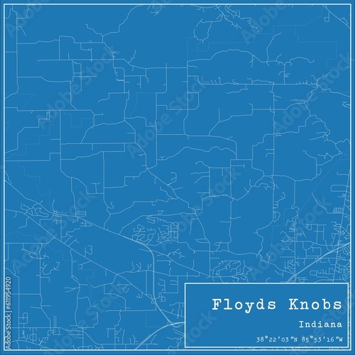 Blueprint US city map of Floyds Knobs, Indiana.
