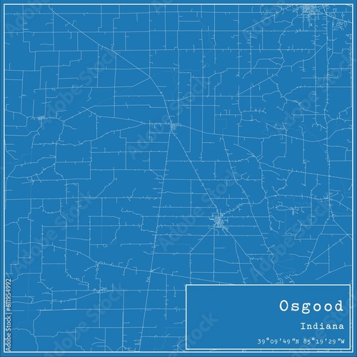 Blueprint US city map of Osgood  Indiana.