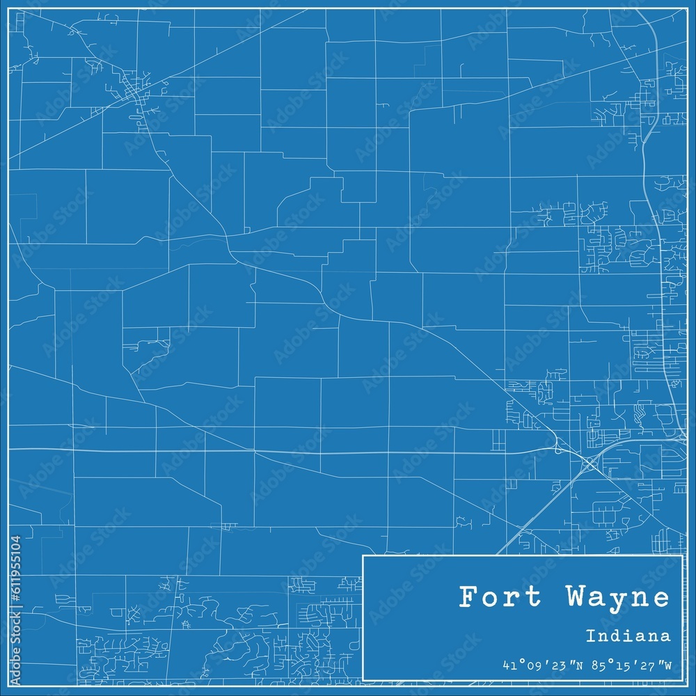 Fototapeta premium Blueprint US city map of Fort Wayne, Indiana.