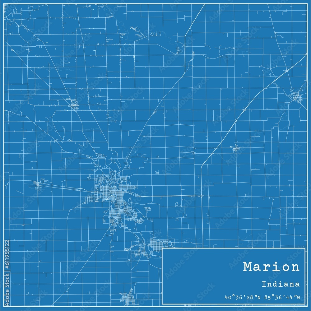 Obraz premium Blueprint US city map of Marion, Indiana.
