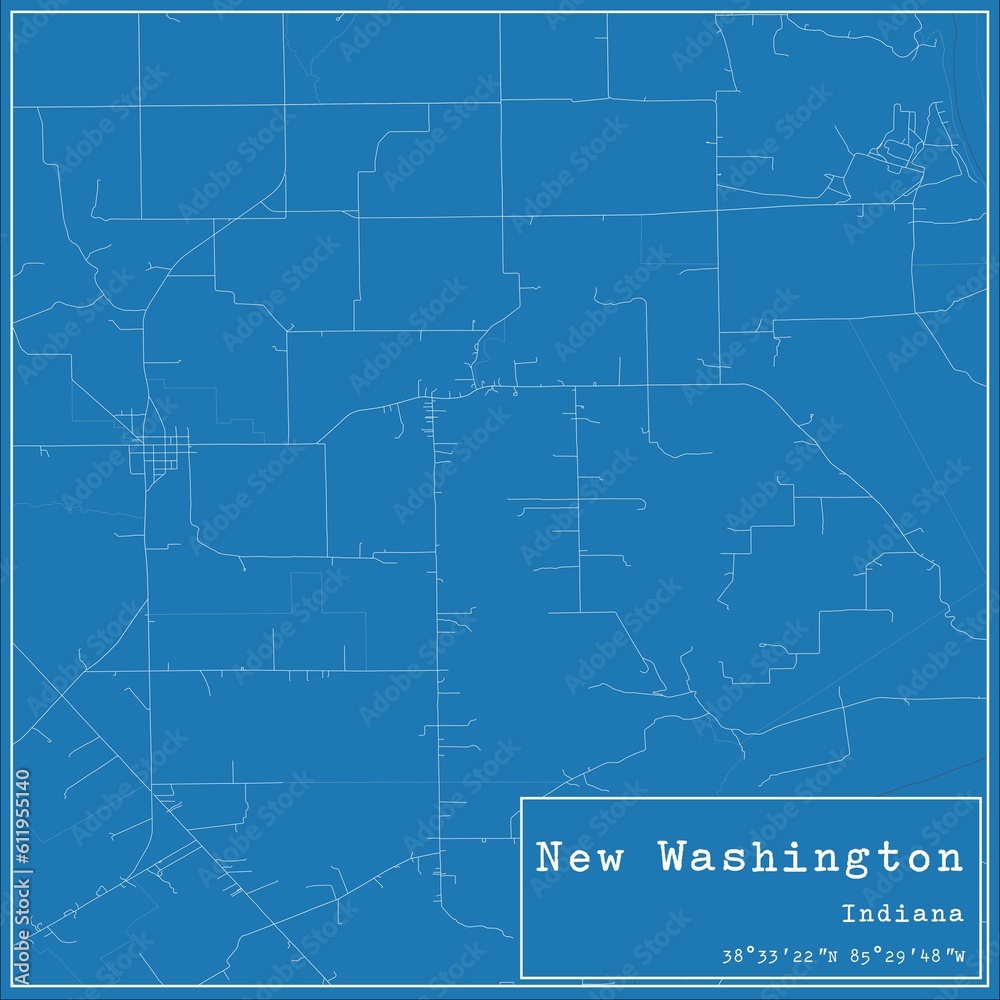 Fototapeta premium Blueprint US city map of New Washington, Indiana.