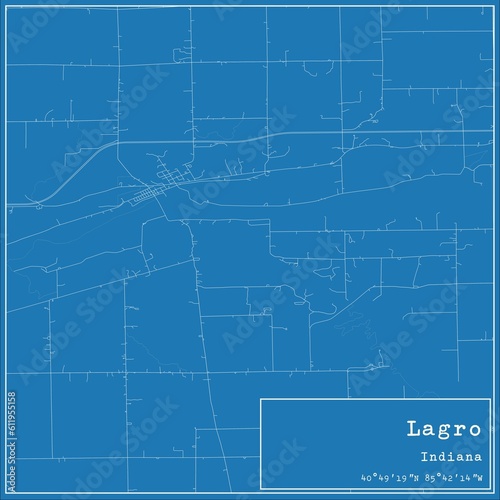 Blueprint US city map of Lagro, Indiana. photo