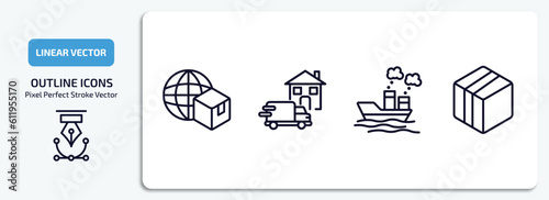 delivery and logistic outline icons set. delivery and logistic thin line icons pack included logistic, home delivery, , box vector.