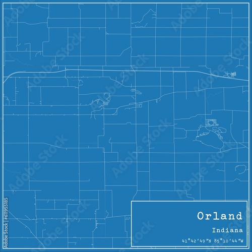 Blueprint US city map of Orland, Indiana. photo