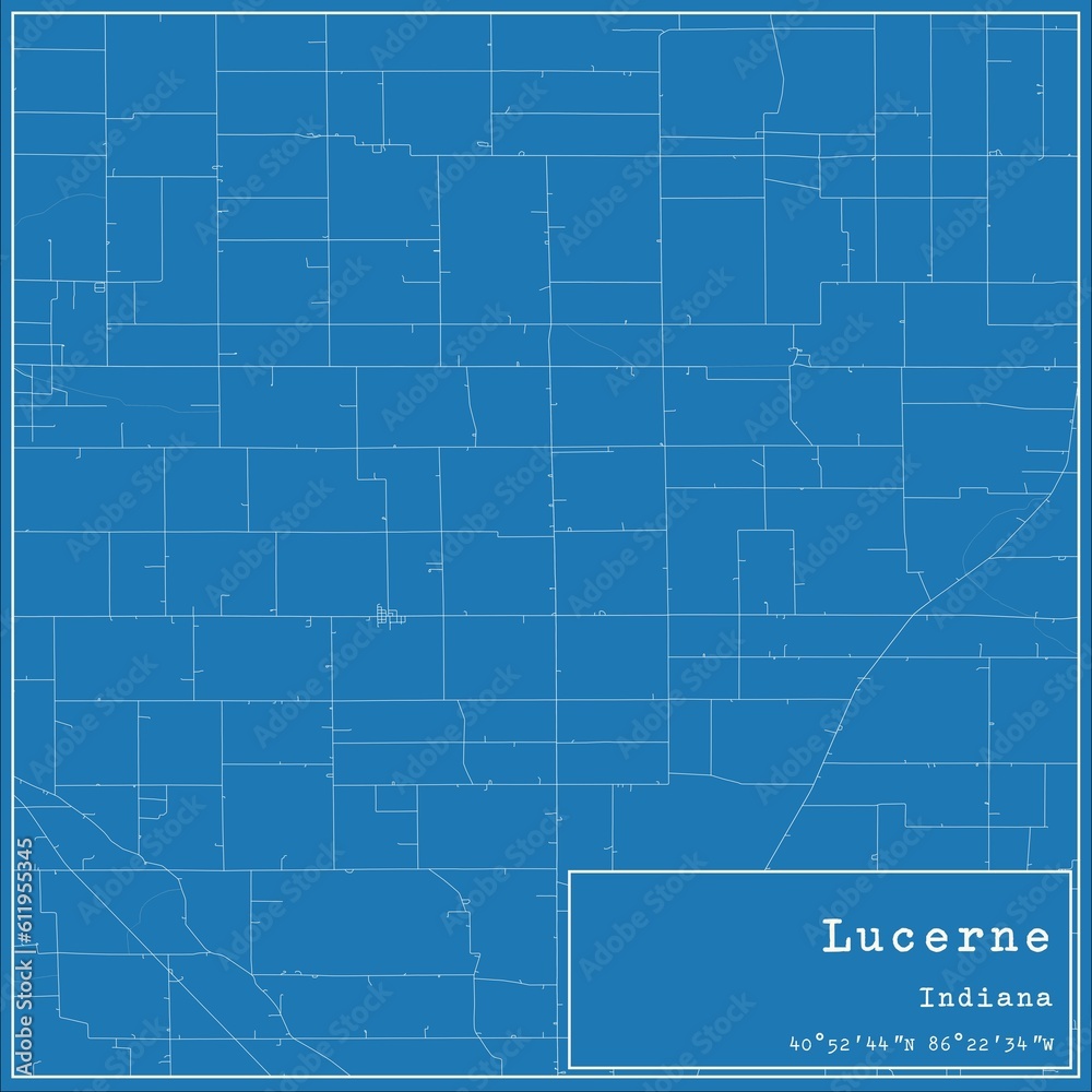 Fototapeta premium Blueprint US city map of Lucerne, Indiana.