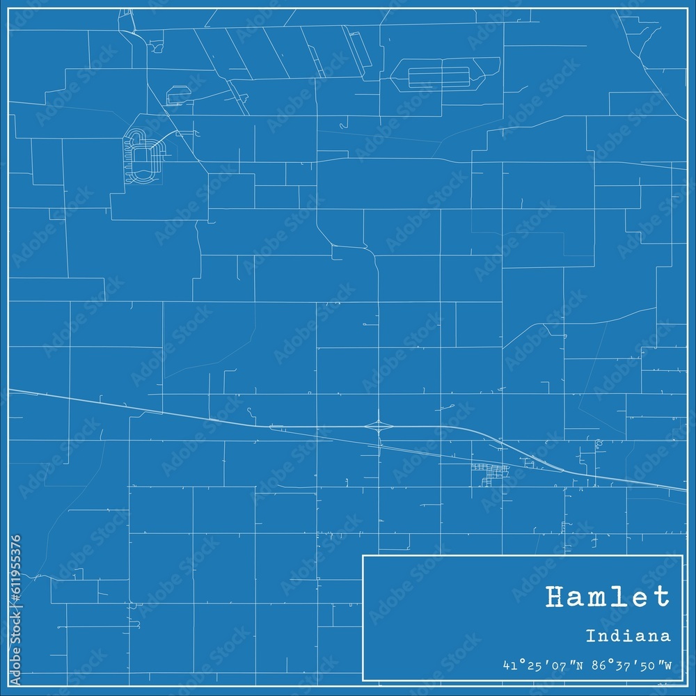 Obraz premium Blueprint US city map of Hamlet, Indiana.