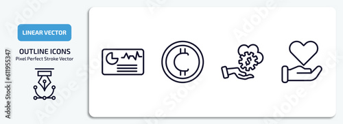 cryptocurrency outline icons set. cryptocurrency thin line icons pack included crypto hash rate, cryptocurrency, fintech industry, donation vector.