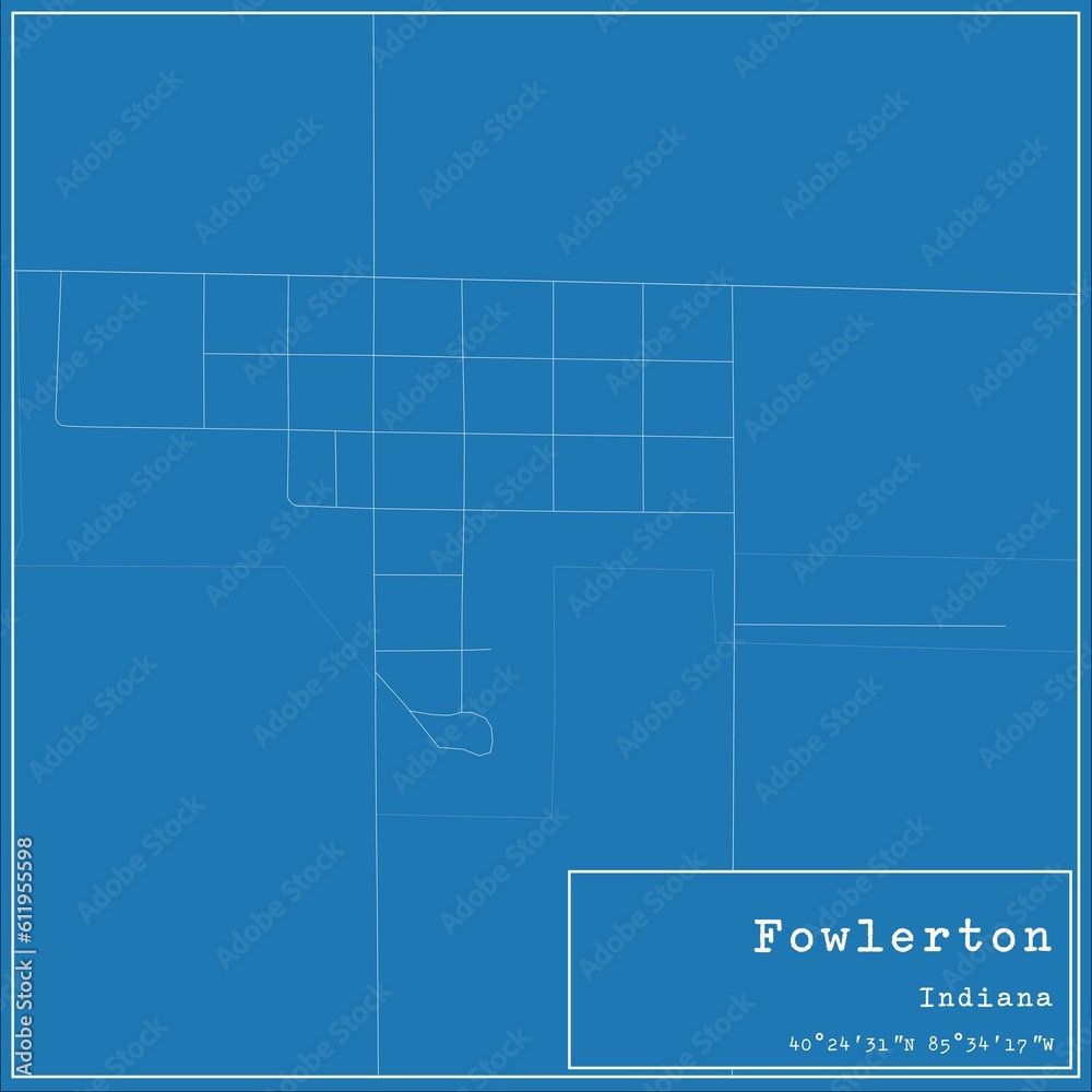 Blueprint US city map of Fowlerton, Indiana. Blueprint US city map of Fowlerton, Indiana.