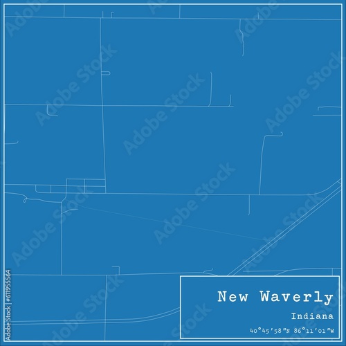 Blueprint US city map of New Waverly, Indiana. photo