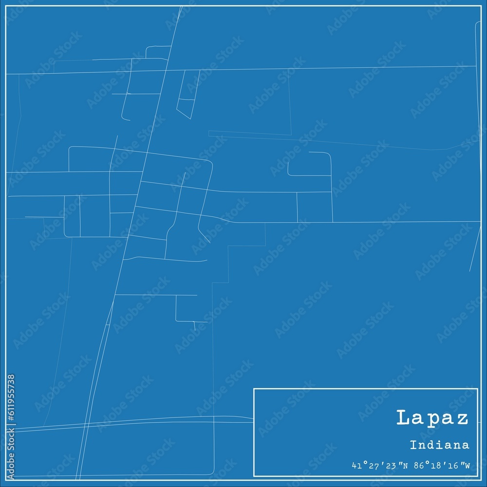 Blueprint US city map of Lapaz, Indiana.