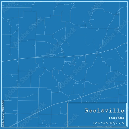 Blueprint US city map of Reelsville, Indiana.
